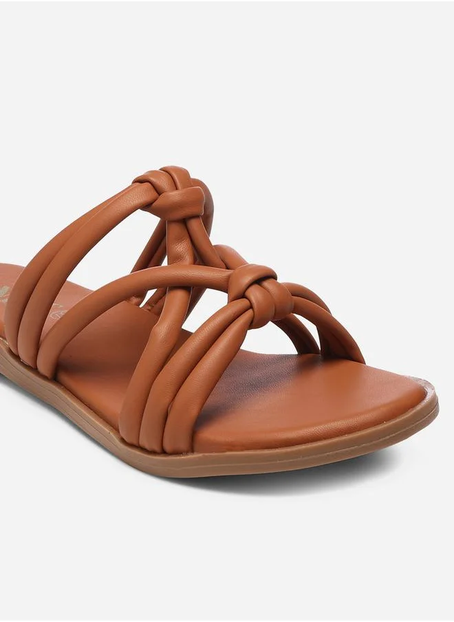 GNIST Solid Knot Strap Flat Sandals by Styli