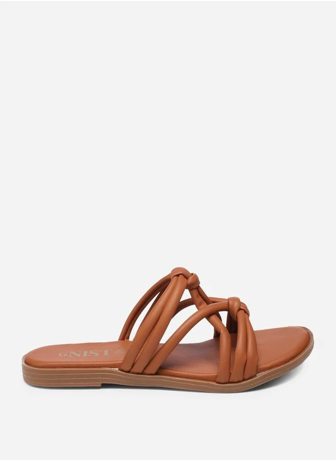 GNIST Solid Knot Strap Flat Sandals by Styli