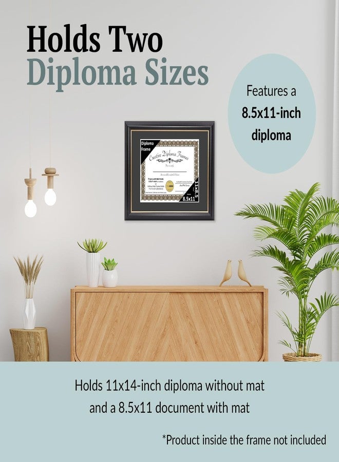 Creative Picture Frames [11x14bk.gd] Black Frame with Gold Rim, Black Matting Holds 8.5 by 11-inch Diploma with Easel and installed Hangers - Image 4