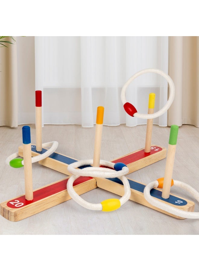 Wooden Portable Lightweight Friendly Multicolour Ring Toss Game Set  - Image 2