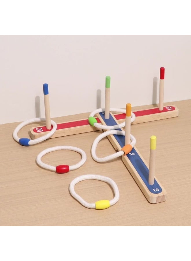 Wooden Portable Lightweight Friendly Multicolour Ring Toss Game Set  - Image 1