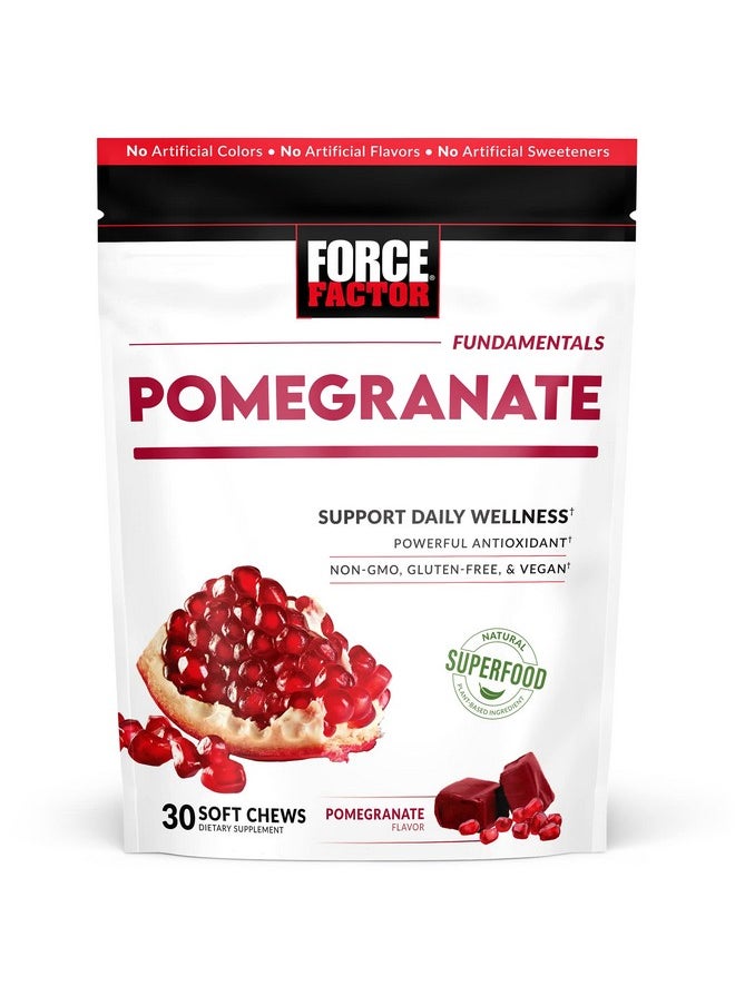 Force Factor Pomegranate Soft Chews For Healthy Aging Heart Health Bone Health & Brain Health Superfood & Antioxidants Supplement Nongmo Glutenfree Vegan Pomegranate Flavor 30 Soft Chews  - Image 1