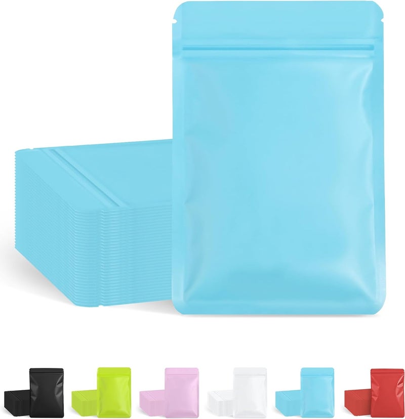 FireKylin 100 Pack Resealable Packaging Bags for Small Business Double-Sided Color Smell Proof Bags for Food Storage Flat Bags (Blue, 4" x 6") - Image 1