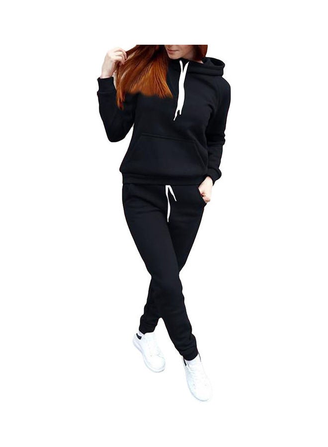NIBEMINENT 2-Piece Sports Tracksuit Long Sleeve Hoodies Sweatpants Set Black  - Image 1