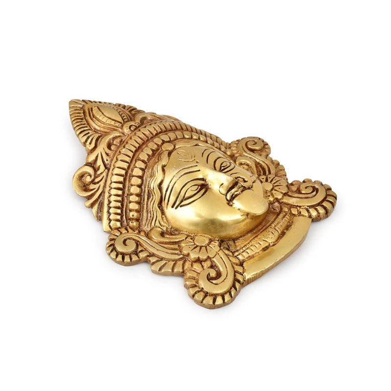 AARGKRAFT Brass Wall Hanging Kali Maa Face Statue Handcrafted Indian Religious Mahakali Sculpture Kaliface Decorative Puja Figurine Idol for Home Shop Office Gifting Purpose Golden - Image 4