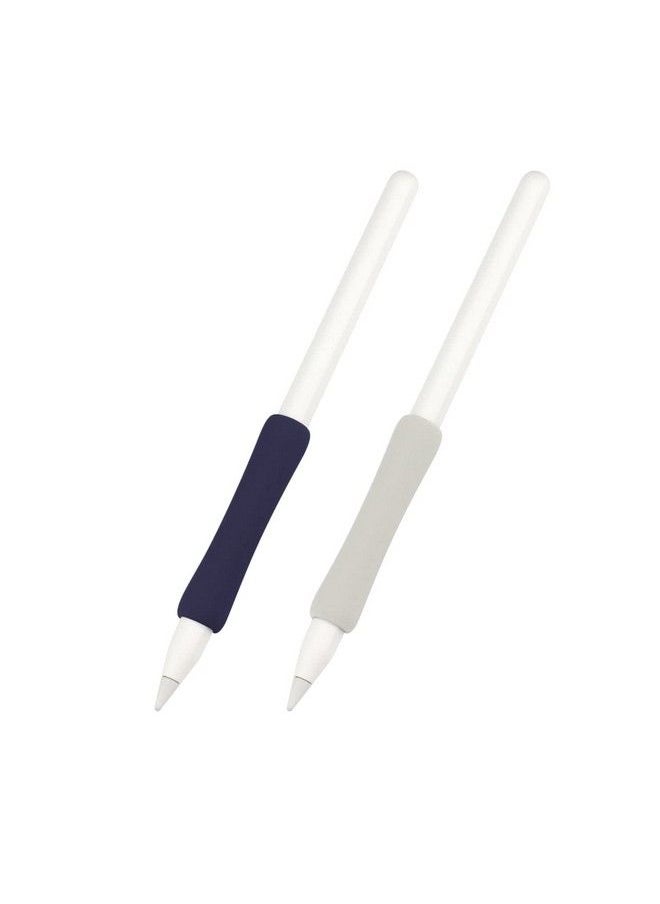 ProElife - 2Pack Ergonomics Grip Holder Silicone Protective Sleeve Cover For Apple Pencil 2Nd 2021 & 1St Generation Ipad Pro 11'' 12.9'' 2021 2020 2018 Stylus Accessories Kits (Navy Blue Gray) - Image 1