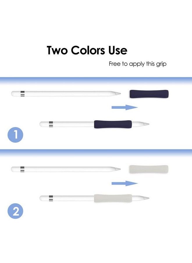 ProElife - 2Pack Ergonomics Grip Holder Silicone Protective Sleeve Cover For Apple Pencil 2Nd 2021 & 1St Generation Ipad Pro 11'' 12.9'' 2021 2020 2018 Stylus Accessories Kits (Navy Blue Gray) - Image 1
