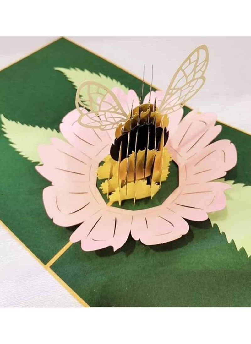 Y&D Greeting Card for Mother’s Day, 3D Card, Bumble-bee Pop Up Paper Birthday's Folds Flat, Wife, Grandma, Friend, Daughter, Children, 1 item  - Image 3
