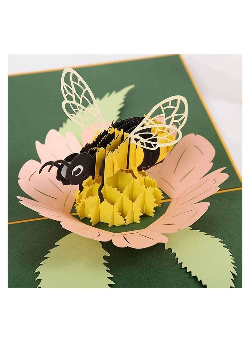 Y&D Greeting Card for Mother’s Day, 3D Card, Bumble-bee Pop Up Paper Birthday's Folds Flat, Wife, Grandma, Friend, Daughter, Children, 1 item  - Image 1