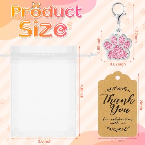 Ecation 148 Pcs Dog Paw Party Favors Set Include Dog Keychain Organza Bags Thank You Kraft Tags Activity Decorations for Puppy Birthday Party Decorations Reward SuppliesMulticolor - Image 5