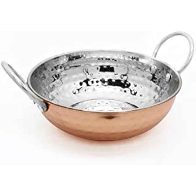 4 أكواب كراهي دائرية مطروقة من الفولاذ المقاوم للصدأ والنحاس النقي بسعة 1100 مل فضية