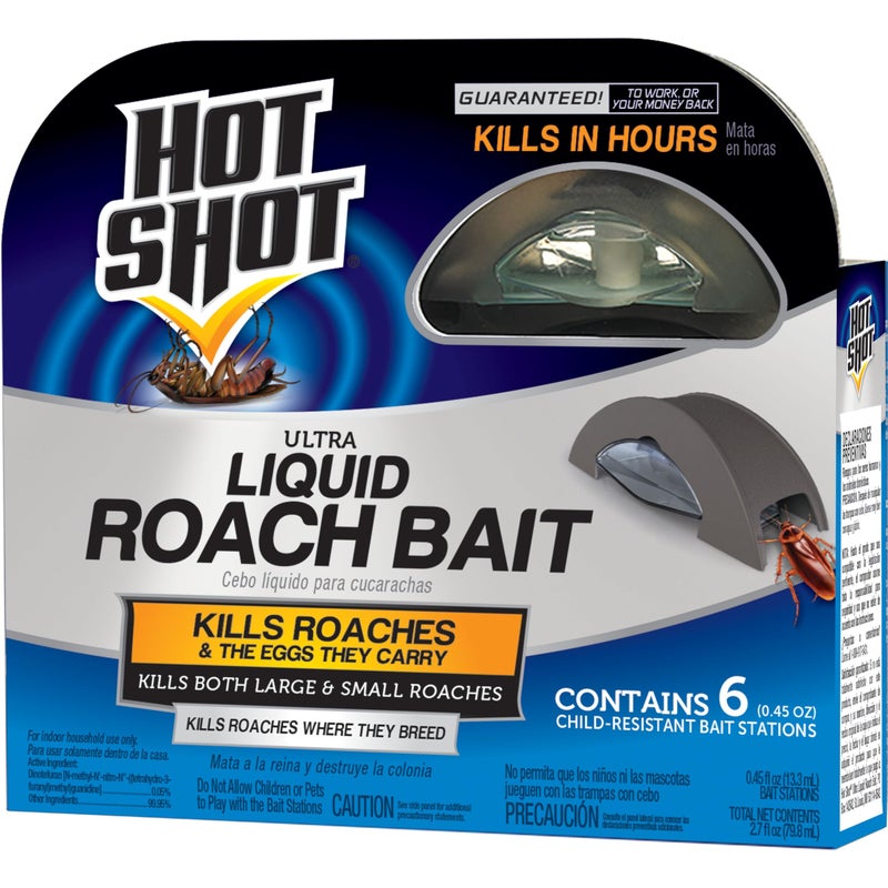 Hot Shot Liquid Roach Bait, Roach Killer, 1 Pack, 6-Count - Image 1