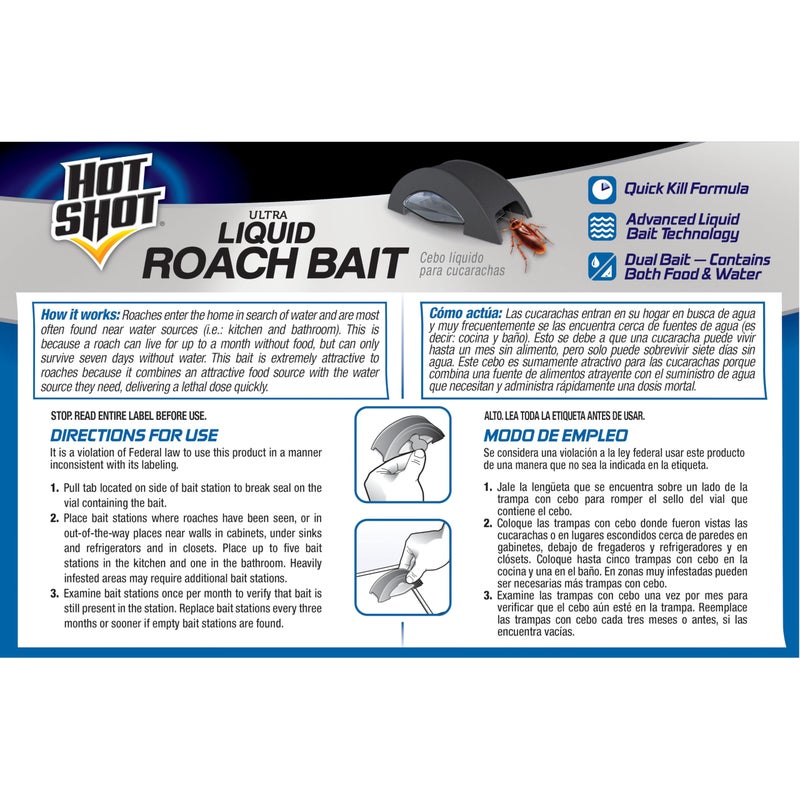 Hot Shot Liquid Roach Bait, Roach Killer, 1 Pack, 6-Count - Image 5