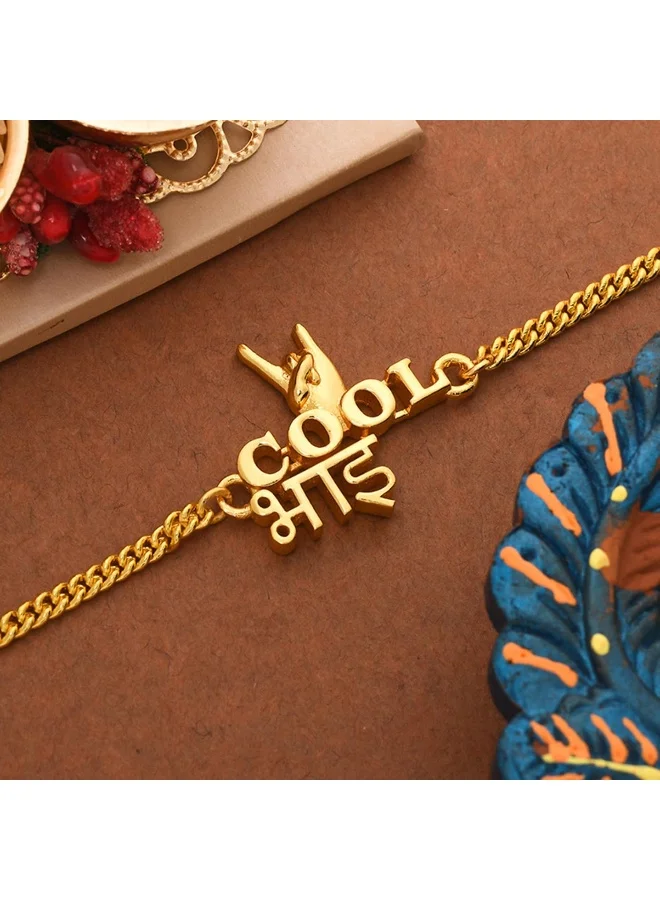 VOYLLA Gold Tone Cool Bhai Rakhi Bracelet