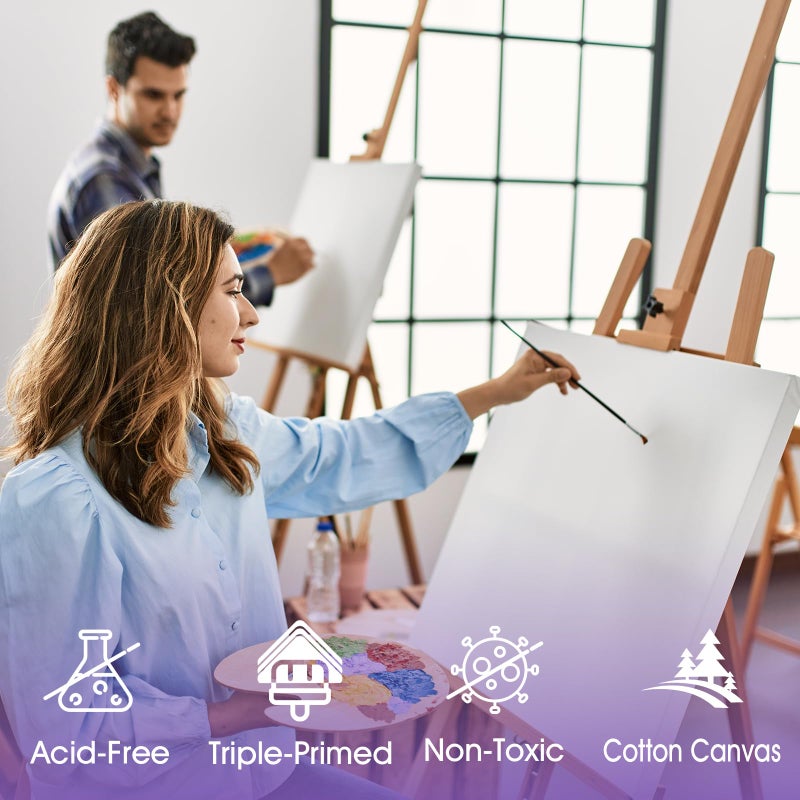 ESRICH 10x10 Stretched Canvas for Painting, 2 Pack Square Canvas for Painting Primed Acid-Free Framed Blank Canvas, Art Canvases for Beginners & Artists to Paint Oil, Acrylic, Pouring Painting. - Image 5