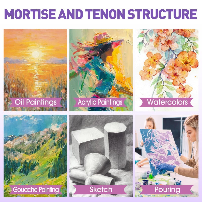 ESRICH 10x10 Stretched Canvas for Painting, 2 Pack Square Canvas for Painting Primed Acid-Free Framed Blank Canvas, Art Canvases for Beginners & Artists to Paint Oil, Acrylic, Pouring Painting. - Image 4