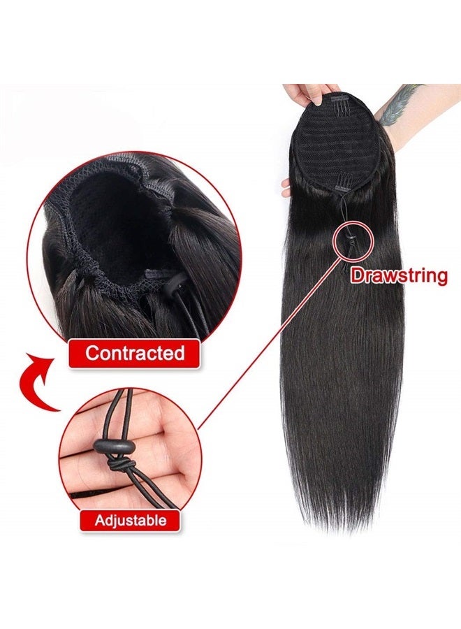 Annora Drawstring Ponytail Extension 100% Human Hair Afro Straight Natural Color for Black Women Ponytail Brazilian Remy Hair Drawstring Ponytail Virgin Human Hair Extensions (18 Inches,120g) - Image 4