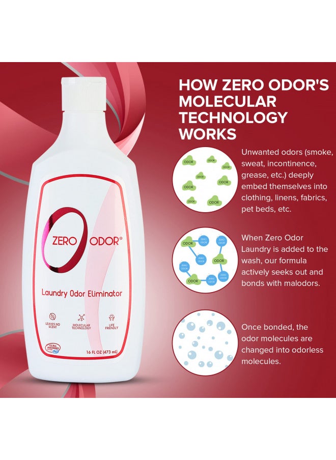 Zero Odor Laundry Odor Eliminator And Deodorizer - Detergent Additive - Permanently Removes Odor From Pet Bedding, Sweaty Clothes, Fabrics, Towels, Uniforms, Jerseys, Shoes etc.- by Zero Odor 16 Ounces(3-Pack)  - Image 4