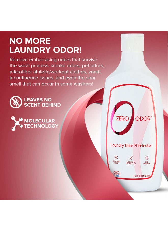 Zero Odor Laundry Odor Eliminator And Deodorizer - Detergent Additive - Permanently Removes Odor From Pet Bedding, Sweaty Clothes, Fabrics, Towels, Uniforms, Jerseys, Shoes etc.- by Zero Odor 16 Ounces(3-Pack)  - Image 2