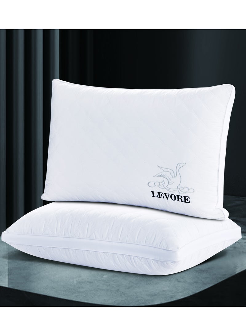 ليفور مخدة ليفوري الفندقية مطرزة من الجوانب بخط ابيض 1500 جرام