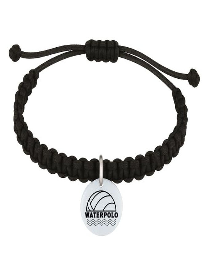 Sportybella Water Polo Bracelet - Adjustable Black Cord with Round Charm - Sports Accessory Gift for Water Polo Players, Teams & Coaches - Image 2