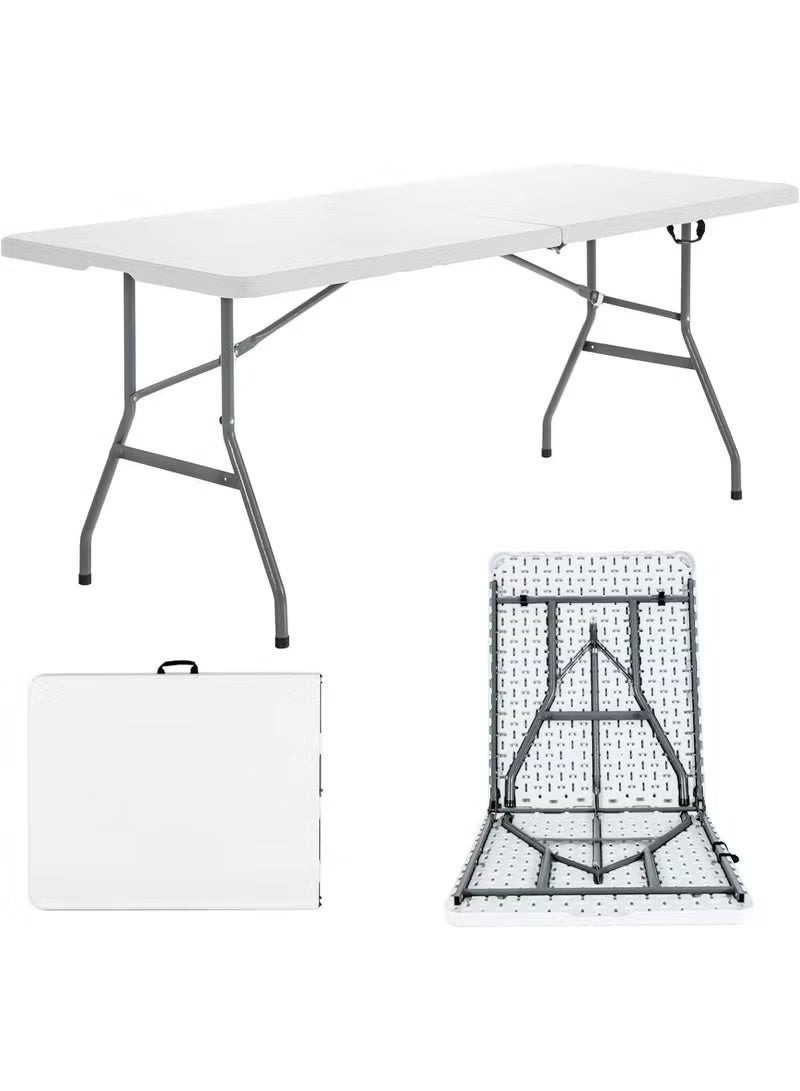 Folding Table, Portable Heavy-Duty Plastic Table for Indoor & Outdoor Use, White - Image 1