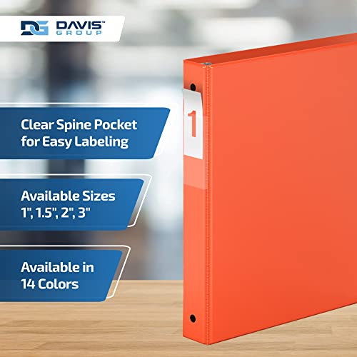 Davis Group Premium Economy 6-Pack 3-Ring Binders for School or Office, Round-Ring Binders, 1 Inch, Orange - Image 5