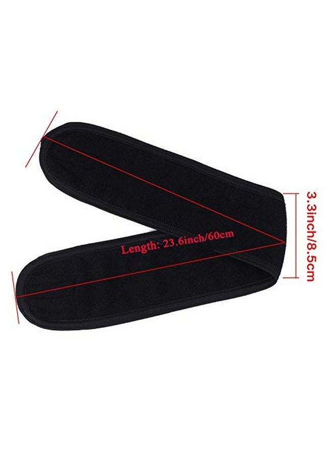 ONWON 2 Pack Facial Spa Headband With Magic Tape Head Wrap Terry Cloth Headband Stretch Towel Headband For Bath Makeup Yoga And Sport Black - Image 5