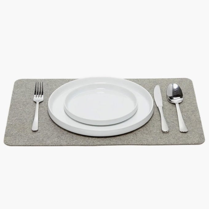MERINO WOOL RECTANGLE PLACEMAT GRANITE 12 H X 18 W 3MM MERINO WOOL FELT TABLE MAT MOISTURE WICKING ODOR STAIN HEAT DIRT RESISTANT LUXURY HOME DECOR MADE IN THE USA