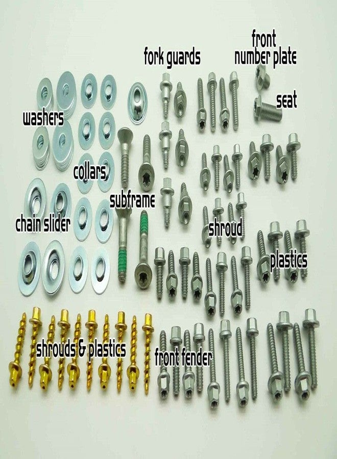 Specbolt Fasteners 97pc SPECBOLT Body Bolt KIT for Plastics seat fenders Fork Guards shrouds & subframe. Fits KTM & Husqvarna 65 80 85 125 150 200 250 350 400 450 500 520 525 SX SX-F XC XC-F XC-W XCF-W EX EXC EXC-F - Image 2