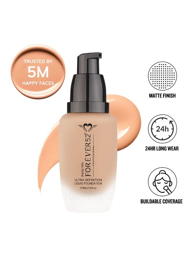 Daily Life Forever52 Ultra Definition Liquid Foundation | 24H Wear, Medium to Full Coverage, Pore-Minimizing & Mattifying, Long Lasting, Anti-Aging, matte Finish| All skin type -Fudge 30ml - Image 4