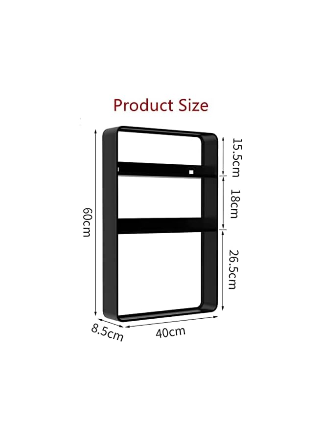 Jorunb Heavy Duty Lavatory Glass Bathroom Shelf, 3 Tier Carbon steel Shower Shelves Wall Mounted, Shower Storage 12 by 2.5 inches, Matte Black Finish (Black)  - Image 3