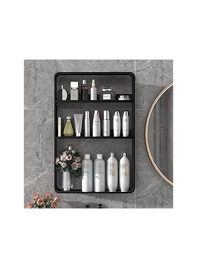Jorunb Heavy Duty Lavatory Glass Bathroom Shelf, 3 Tier Carbon steel Shower Shelves Wall Mounted, Shower Storage 12 by 2.5 inches, Matte Black Finish (Black)  - Image 2
