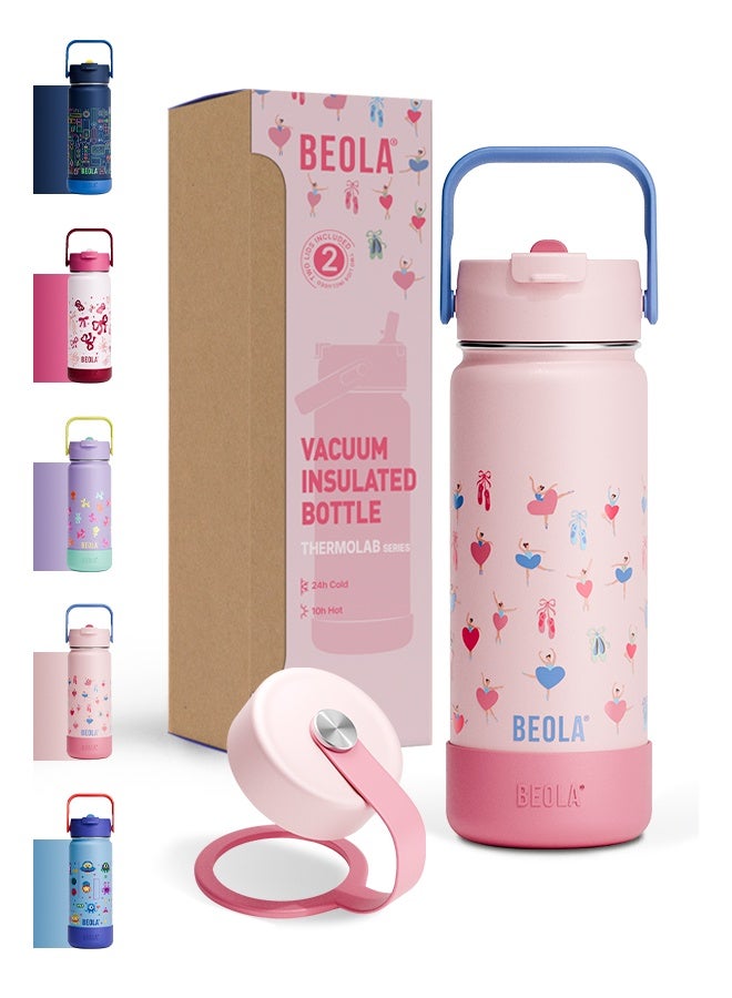 BEOLA Kids Insulated Water Bottle – Ballet Hearts - Image 1