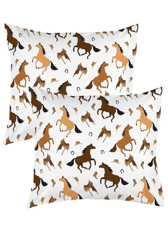 ARIGHTEX Horse Pillow Cases Kids Girls Horse Pillowcases Cute Horse Pillow Covers Watercolor Brown Horse Print Pillow Covers (Standard (20" x 26"),Set of 2) - Image 1