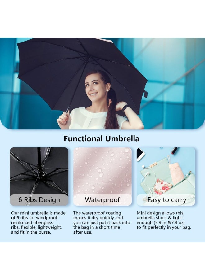 HIHILOOK Mini Travel Umbrella Purse with Case Compact, Lightweight, UV Umbrella UPF 50+ Sun Protection, Windproof Portable Parasol for Women, Men & Kids  - Image 2