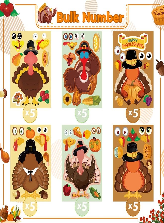 N.C Thanksgiving Stickers for Kids - 30pcs Thanksgiving Stickers Turkey Stickers DIY Thanksgiving Sticker Thanksgiving Decorations - Image 3