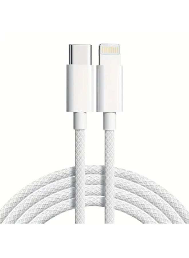 Purple 2m Type C to Lightning Fast Charging Cable 30W Flat Glossy Fabric - Image 2