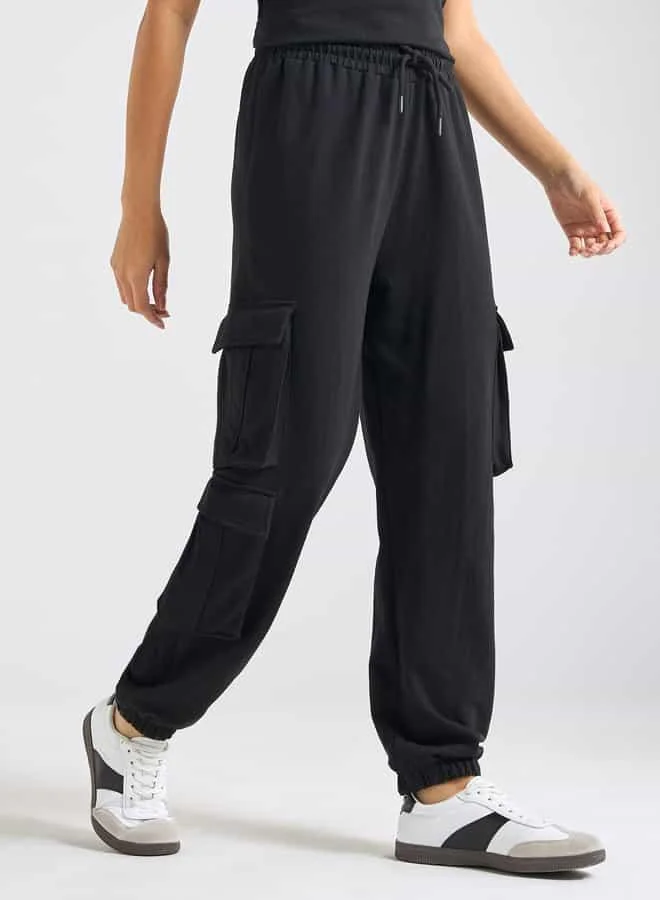 Splash FAV Textured Polo T-shirt and Cargo Joggers Set