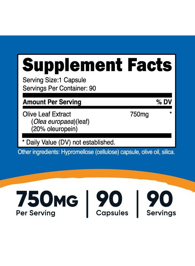 Nutricost Olive Leaf (20% Oleuropein) 750 MG, 90 Capsules - Non-GMO, Gluten Free - Image 2