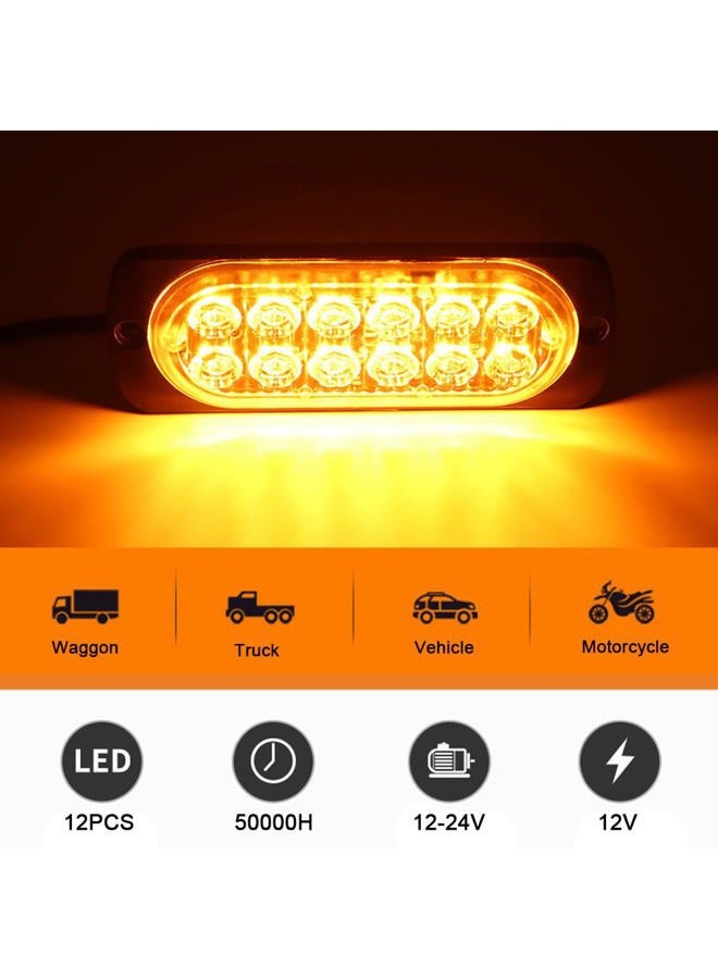 CYDZSW 4 حزمة أضواء فلاش ستروب للشاحنات، 12 LED 12-24V ضوء طوارئ للشبكة بار للبناء للمركبات، مجموعة أضواء LED برتقالية - Image 3