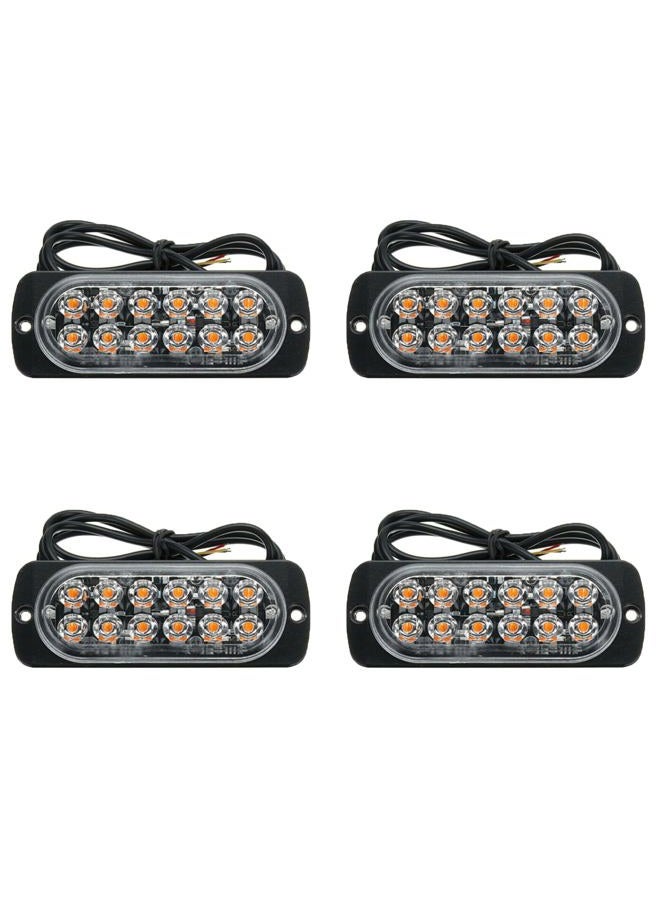 CYDZSW 4 حزمة أضواء فلاش ستروب للشاحنات، 12 LED 12-24V ضوء طوارئ للشبكة بار للبناء للمركبات، مجموعة أضواء LED برتقالية - Image 1