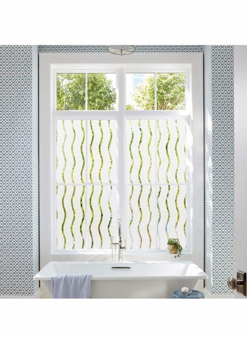 Excefore Privacy Window Film, Frosted Cling Films, No Glue Self Adhesive Glass Stickers, Windows Decoration for Home - Wave(44.5cmx200cm)  - Image 3