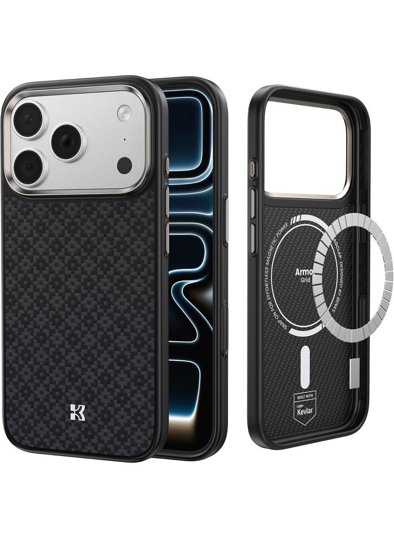 Benks حافظة BENKS ArmorGrid ArmorPro لجهاز iPhone 17 Pro Max مع زر التحكم في الكاميرا، [متوافقة مع Magsafe] حافظة واقية من الدرجة العسكرية مصنوعة من ألياف دو بونت كيفلار الأراميد. - Image 1
