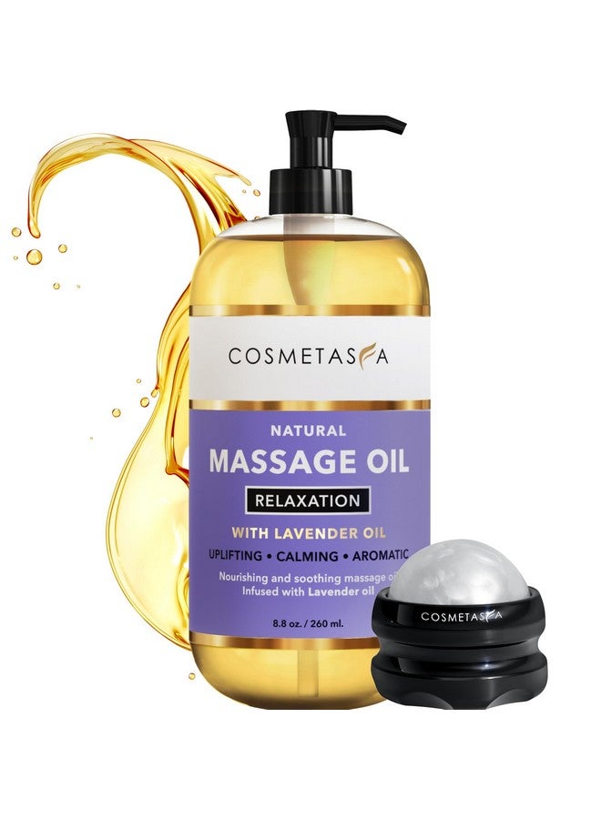 Cosmetasa Lavender Relaxation Massage Oil with Massage Roller Ball - No Stain 100% Natural Blend of Spa Quality Oils for Calming, Aromatic, Soothing Massage Therapy - Image 1