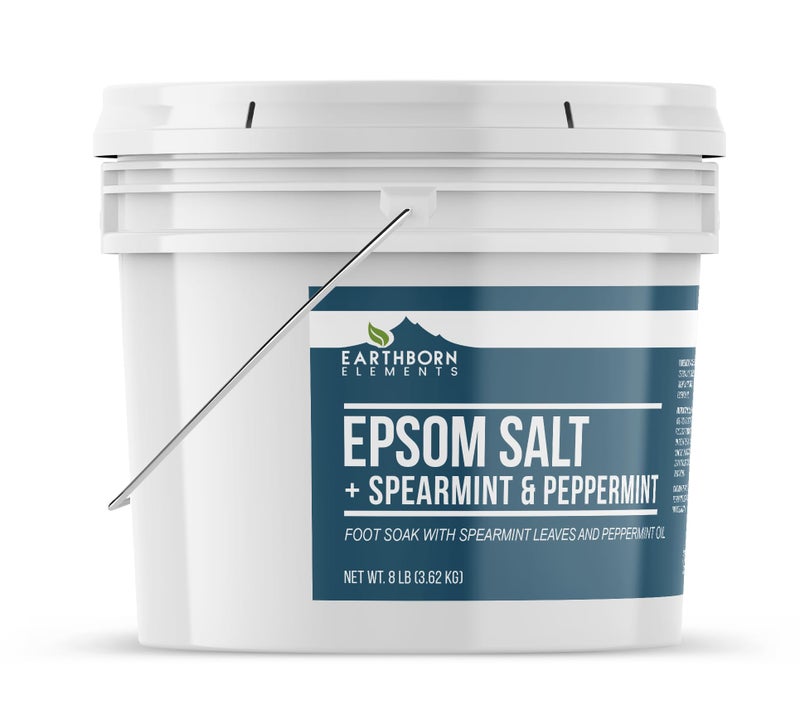 Earthborn Elements Spearmint & Peppermint Epsom Salt Foot Soak, 1 Gallon Bucket, Minty Aroma, with Real Spearmint Leaves (8 Pounds) - Image 3