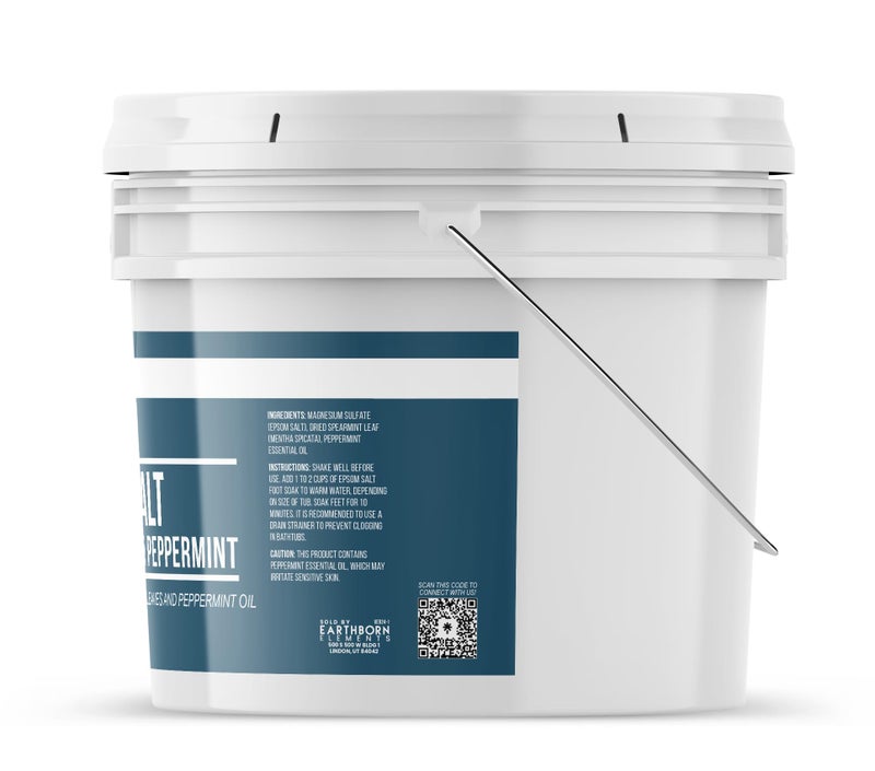 Earthborn Elements Spearmint & Peppermint Epsom Salt Foot Soak, 1 Gallon Bucket, Minty Aroma, with Real Spearmint Leaves (8 Pounds) - Image 2