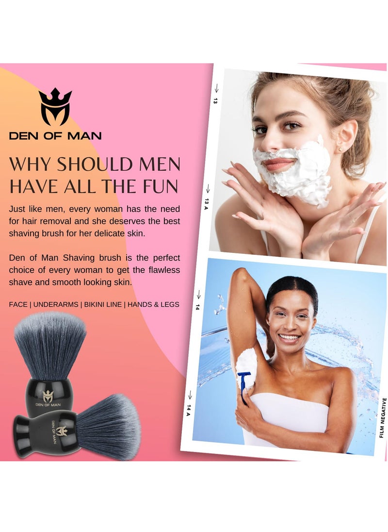 DEN OF MAN - Jumbo 27mm Knot Premium Cruelty Free Imitation Badger Hair Shaving Brush Soft & Ultra Absorbent Bristles For Smooth Shave Real Rosewood Handle & Black Resin Handle Pack of 2 - Image 1