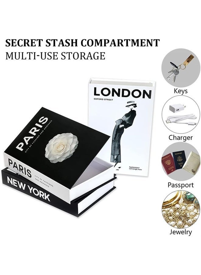 هومستر مجموعة من 3 كتب زائفة أنيقة لغرفة، كتب زخرفية أنيقة، لزينة طاولة القهوة، غرفة المعيشة، طاولة، زينة الرف، كتب عرض مكدسة حديثة غلاف صلب - Image 4