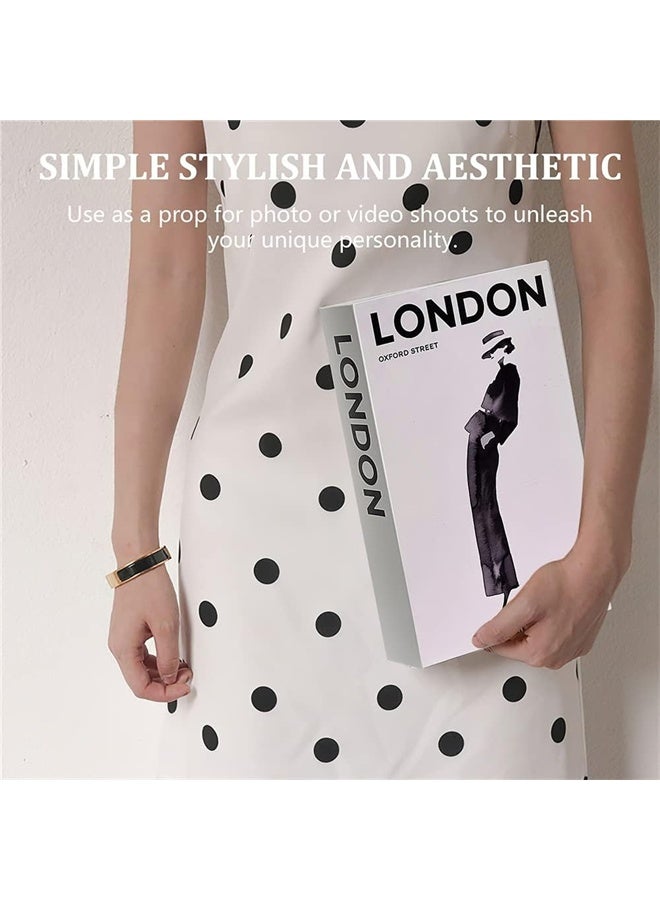 هومستر مجموعة من 3 كتب زائفة أنيقة لغرفة، كتب زخرفية أنيقة، لزينة طاولة القهوة، غرفة المعيشة، طاولة، زينة الرف، كتب عرض مكدسة حديثة غلاف صلب - Image 2